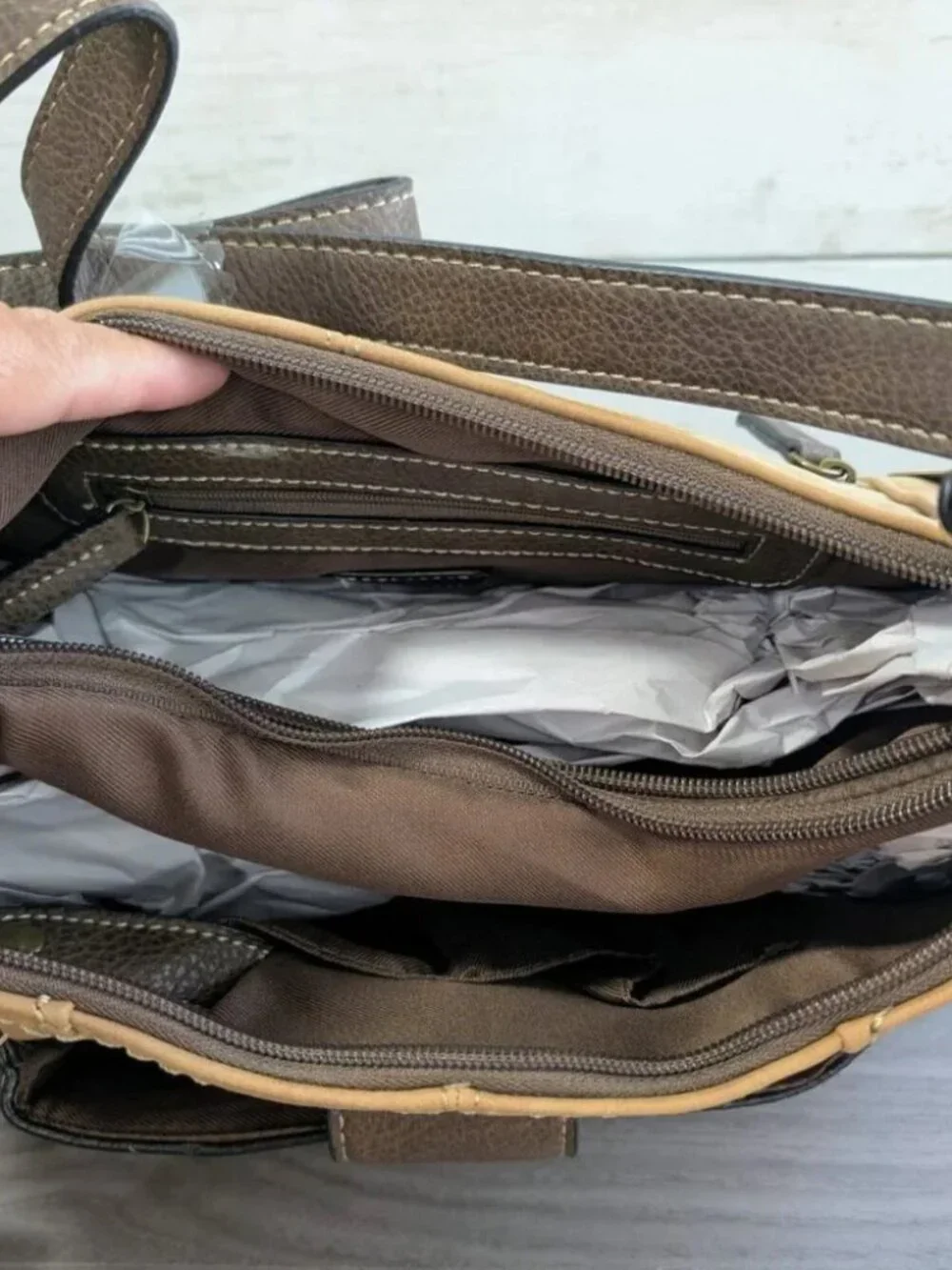 Brown hobo crossbody bag with wristlet by Bolo NWT